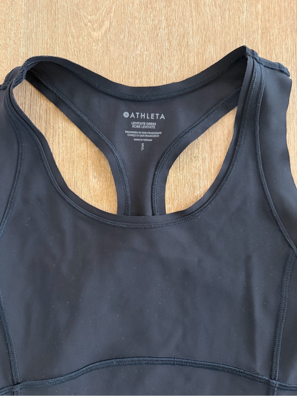 Athleta Levitate Dress Black Racerback Athletic Dress Zip Pockets Women’s Small - Picture 3 of 4